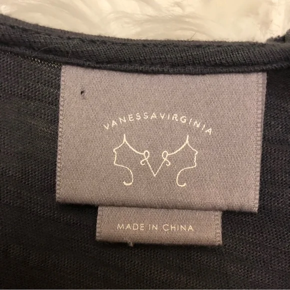 NWT ANTHROPOLOGIE VANESSA VIRGINIA Dark Gray Ruffle Detail Sleeveless Top - Picture 3 of 11